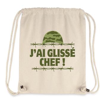 j'ai glissé chef, 7ème compagnie - Sac à cordon recyclé Stanley/Stella - blanc naturel - Devant