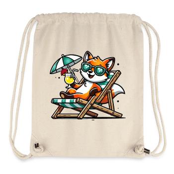 Cheerful cartoon fox on the beach on a lounger - Stanley/Stella Recycled Gym Bag - natural - Front
