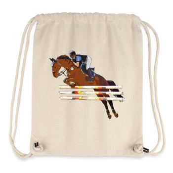 Cavalier avec son cheval qui saute - Sac à cordon recyclé Stanley/Stella - blanc naturel - Devant
