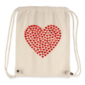 coeur rouge en petits coeurs - Sac à cordon recyclé Stanley/Stella - blanc naturel - Devant