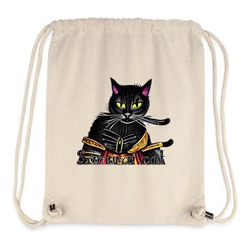 Chat samouraï avec une armure dorée - Sac à cordon recyclé Stanley/Stella - blanc naturel - Devant