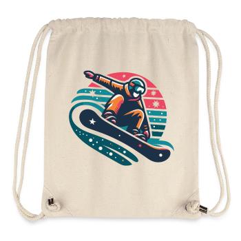 Dynamische Snowboarder-Bewegungsillustration - Stanley/Stella recycelter Gym Bag - Naturweiß - Vorne