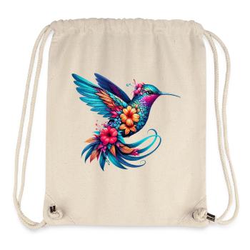 Kolibri mit Blumen geschmückt - Stanley/Stella recycelter Gym Bag - Naturweiß - Vorne