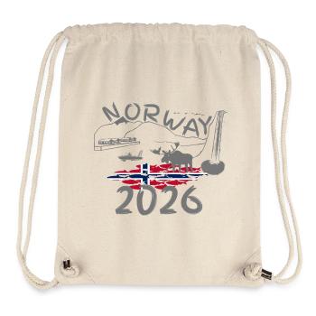 Norvège 2026 Hareng avec montagnes et pêche à l’orignal - Sac à cordon recyclé Stanley/Stella - blanc naturel - Devant