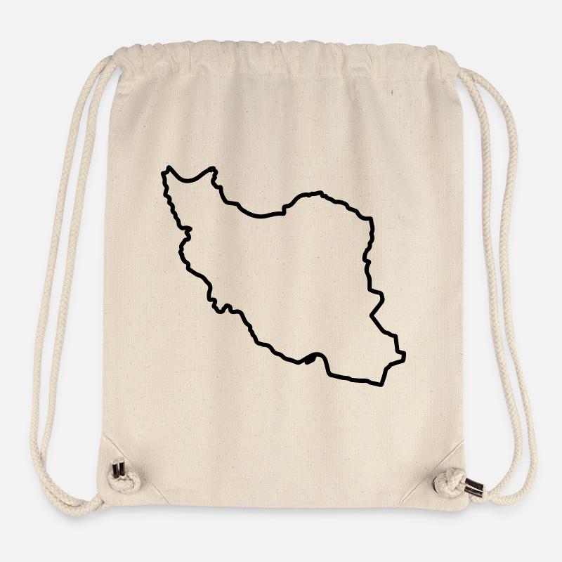 Silhouette de la carte de l’Iran Perse - Sac à cordon recyclé Stanley/Stella - blanc naturel
