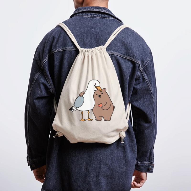 Nordsee Möwe Braun Bär Freundschaft Liebe anlehnen Stanley/Stella recycelter Gym Bag