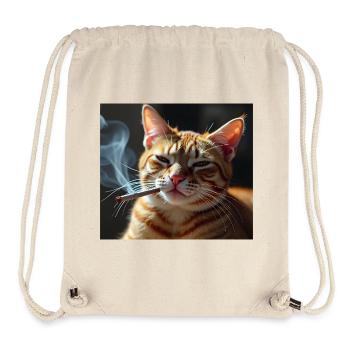 Smoking Cat Generation Z Meme Cat Smoking - Stanley/Stella Recycled Gym Bag - natural - Front