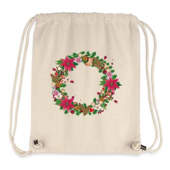 Couronne de Noël somptueusement décorée avec décoration - Sac à cordon recyclé Stanley/Stella - blanc naturel - Devant