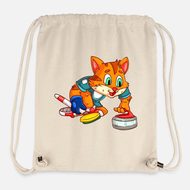 Chat Curling / Joueur de Curling Chat - Sac à cordon recyclé Stanley/Stella - blanc naturel