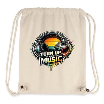 TURN UP THE MUSIC Headphones Retro Music Motif - Stanley/Stella Recycled Gym Bag - natural - Front