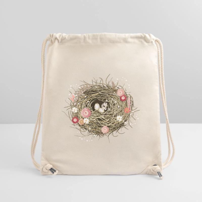 Vogelnest oder Osternest mit Trockenblumen Stanley/Stella recycelter Gym Bag