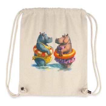 Hippo-Poolfreunde im Sommer - Stanley/Stella recycelter Gym Bag - Naturweiß - Vorne