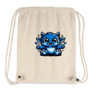 Blauer Kuschel-Drachen Comicstil - Stanley/Stella recycelter Gym Bag - Naturweiß - Vorne