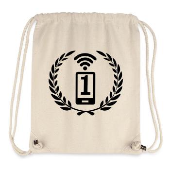Wifi and telephone in laurel wreath number 1 - Stanley/Stella Recycled Gym Bag - natural - Front
