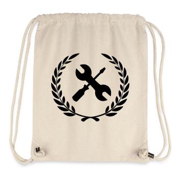 Werkzeuglogo für Tüftler im Lorbeerkranz - Stanley/Stella recycelter Gym Bag - Naturweiß - Vorne