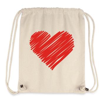 Motif de cœur en croquis rouge - Sac à cordon recyclé Stanley/Stella - blanc naturel - Devant