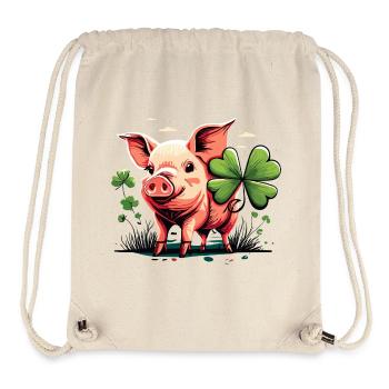Cochon porte-bonheur - Sac à cordon recyclé Stanley/Stella - blanc naturel - Devant