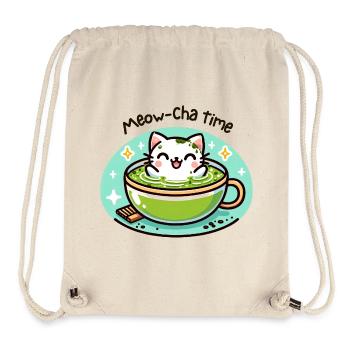 Meow-Cha Time – Kawaii Katzen Matcha Geschenk - Stanley/Stella recycelter Gym Bag - Naturweiß - Vorne