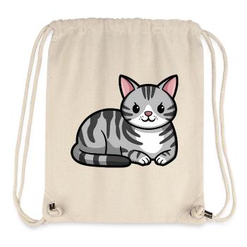 Grau getigerte Katze - Stanley/Stella recycelter Gym Bag - Naturweiß - Vorne