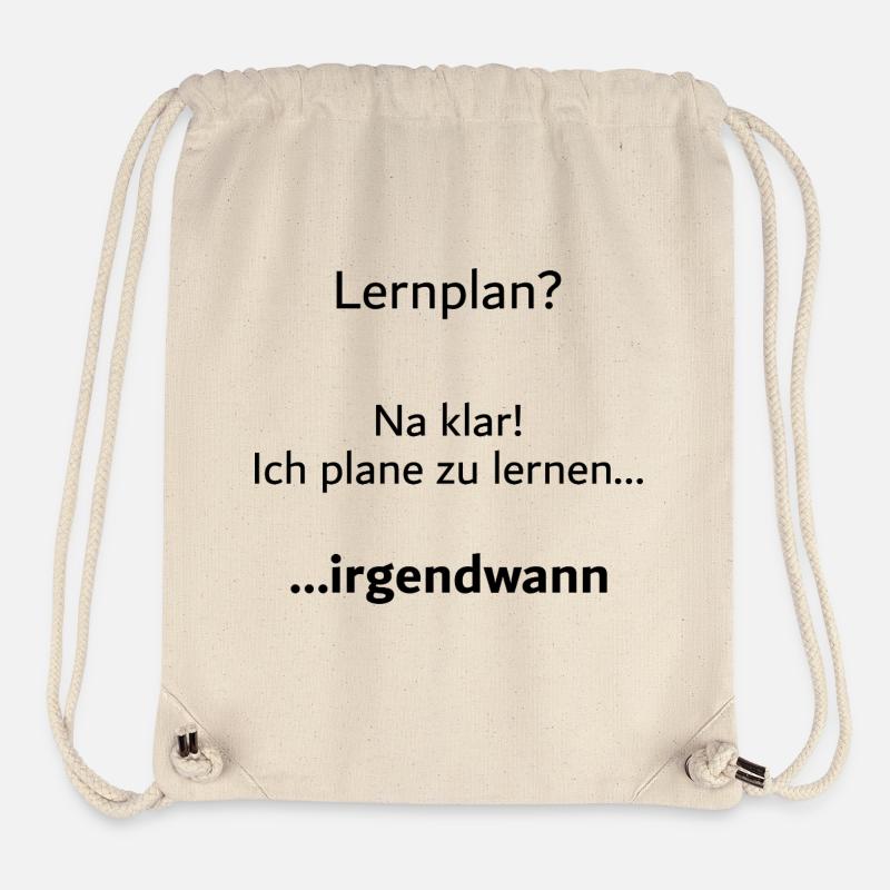 Unispruch "Lernplan?" Student Geschenk, Studenten - Stanley/Stella recycelter Gym Bag - Naturweiß