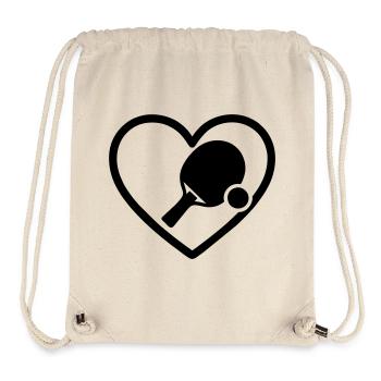 Cœur + Ping-Pong – La passion du tennis de table - Sac à cordon recyclé Stanley/Stella - blanc naturel - Devant
