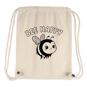 Bee Happy – Cute Bee Lineart Black White - Stanley/Stella Recycled Gym Bag - natural - Front