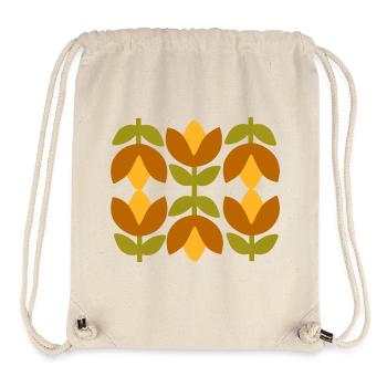 Geometrische Blumenmuster in Erdtönen 70er Jahre  - Stanley/Stella recycelter Gym Bag - Naturweiß - Vorne