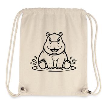 Süßes Baby Hippo Wasser Comic Vektor - Stanley/Stella recycelter Gym Bag - Naturweiß - Vorne