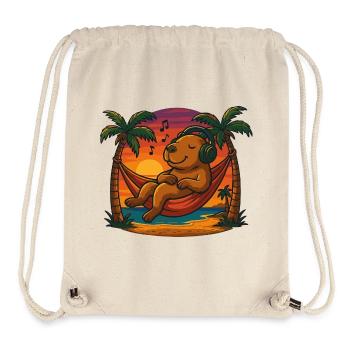 Entspannende Capybara-Hängematte Sonnenuntergangsmusik-Kopfhörer - Stanley/Stella recycelter Gym Bag - Naturweiß - Vorne