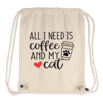 Alles, was ich brauche, ist Kaffee und meine Katze - Stanley/Stella recycelter Gym Bag - Naturweiß - Vorne