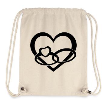 Black Heart & Wedding Rings - Love & Wedding - Stanley/Stella Recycled Gym Bag - natural - Front