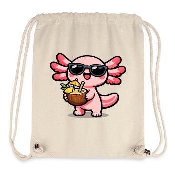 Axolotl Kokos-Kawaii mit Sonnenbrille - Sac à cordon recyclé Stanley/Stella - blanc naturel - Devant