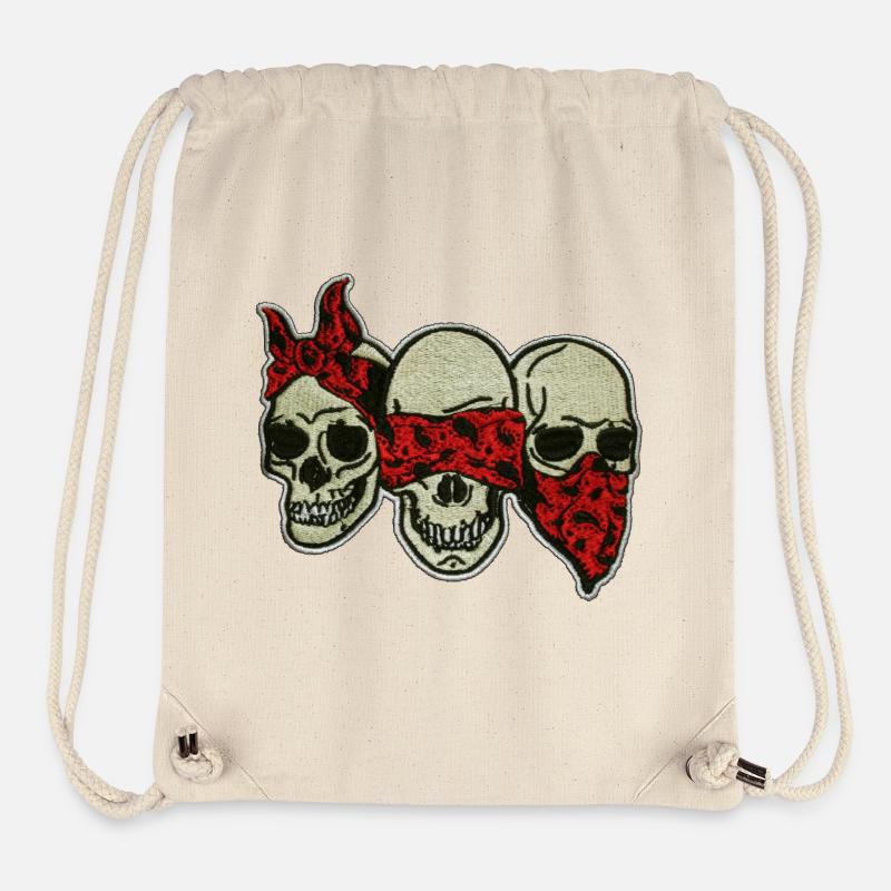 Drei Schädel mit roter Augenmaske / Three Skulls - Stanley/Stella recycelter Gym Bag - Naturweiß