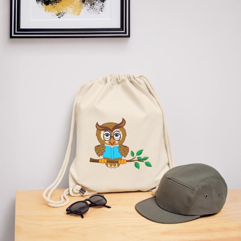 Ast Eule mit blauem Buch Stanley/Stella recycelter Gym Bag