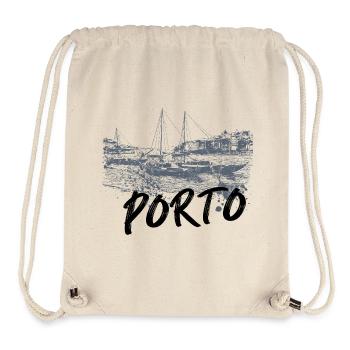 Porto Douro bateaux rabelo monochrome - Sac à cordon recyclé Stanley/Stella - blanc naturel - Devant