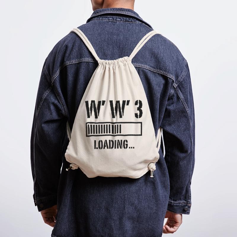 World War 3 Loading... (Peace / War / Black) Stanley/Stella Recycled Gym Bag