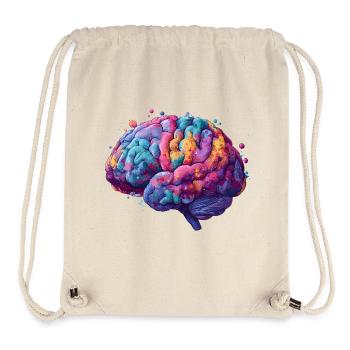 Un cerveau coloré de neurodiversité dans Colored Kun - Sac à cordon recyclé Stanley/Stella - blanc naturel - Devant