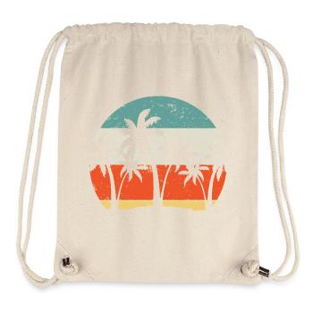 Silhouette de palmier coucher de soleil tropical - Sac à cordon recyclé Stanley/Stella - blanc naturel - Devant
