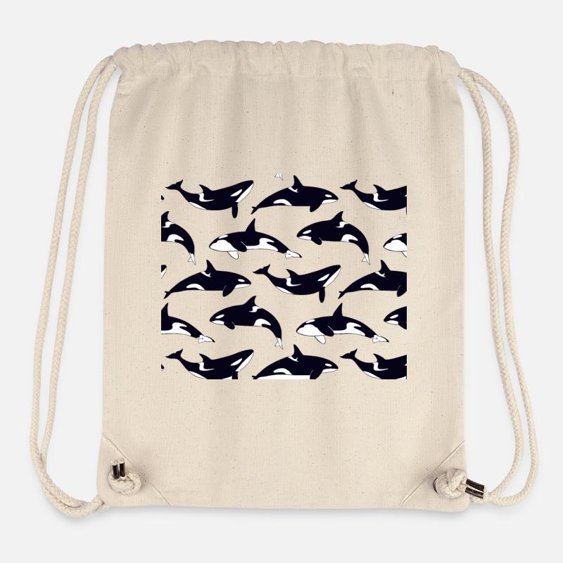 Black and white orca pattern pattern - Stanley/Stella Recycled Gym Bag - natural