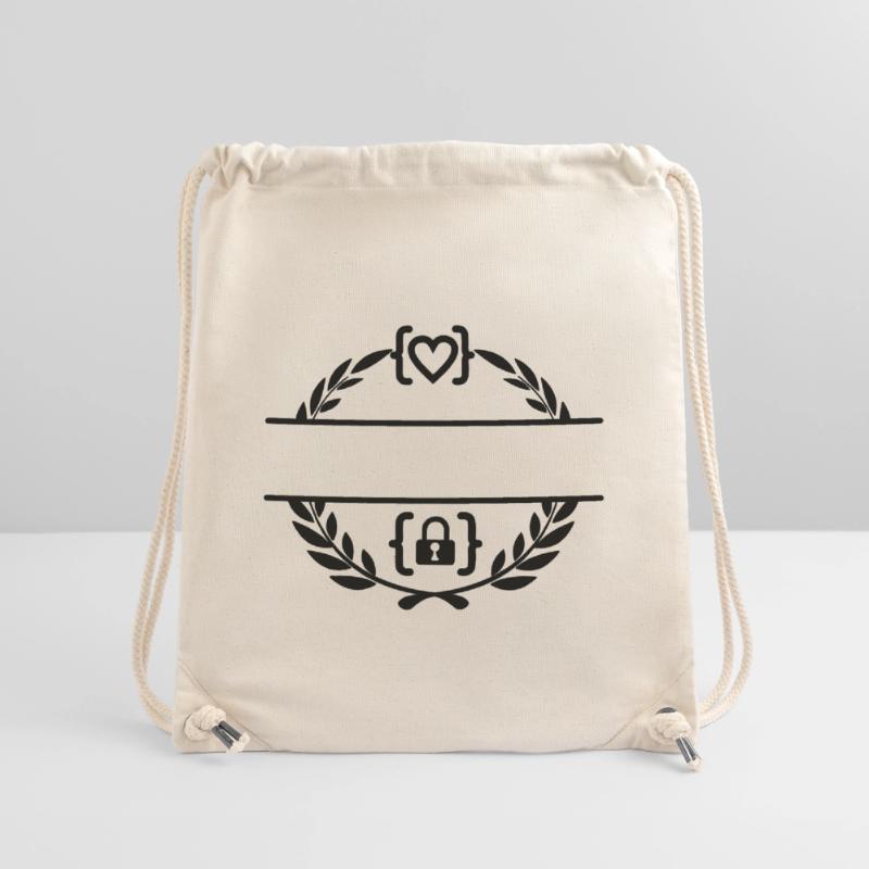 Code with heart and code with lock in laurel wreath m Stanley/Stella Recycled Gym Bag