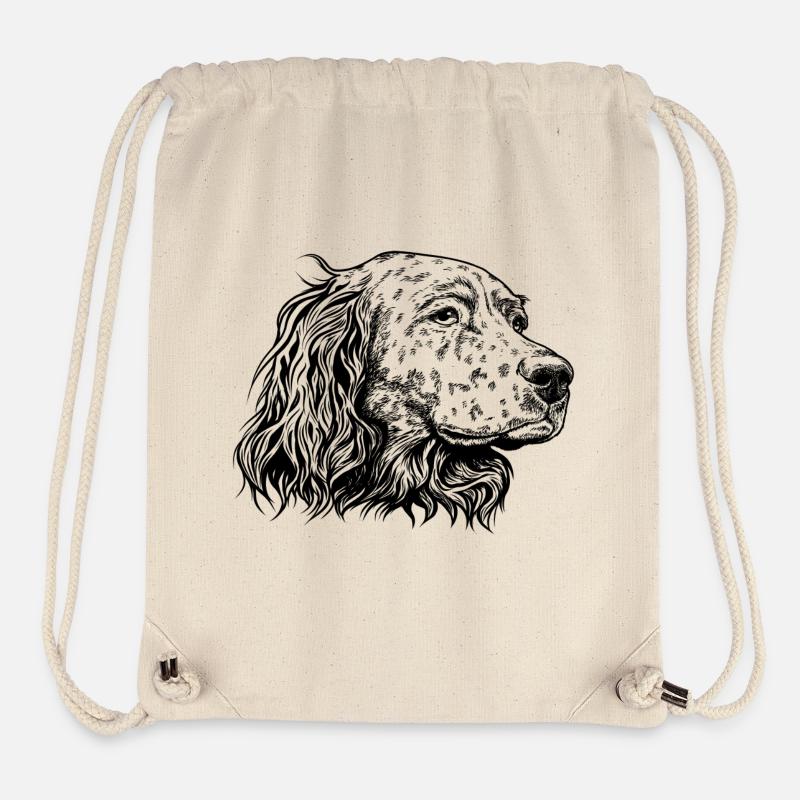 Portrait de setter anglais s - Sac à cordon recyclé Stanley/Stella - blanc naturel