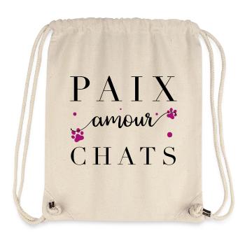 Paix, amour et chats - Sac à cordon recyclé Stanley/Stella - blanc naturel - Devant