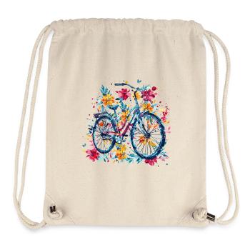 Fahrrad mit Blumen - Stanley/Stella recycelter Gym Bag - Naturweiß - Vorne