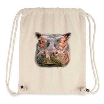 Portrait of a Hippo - Stanley/Stella Recycled Gym Bag - natural - Front