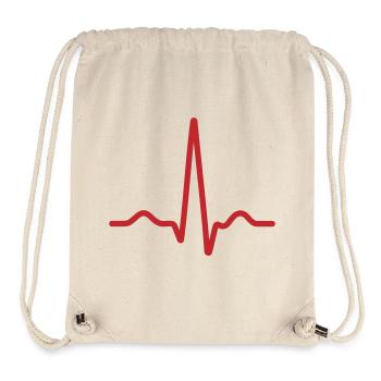 Ligne pulsante ECG rouge en gras - Sac à cordon recyclé Stanley/Stella - blanc naturel - Devant