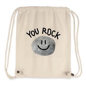Tu joues avec un jeu de mots minimal Smile Stone - Sac à cordon recyclé Stanley/Stella - blanc naturel - Devant