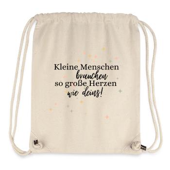 Kleine Menschen brauchen so große Herzen - Stanley/Stella recycelter Gym Bag - Naturweiß - Vorne