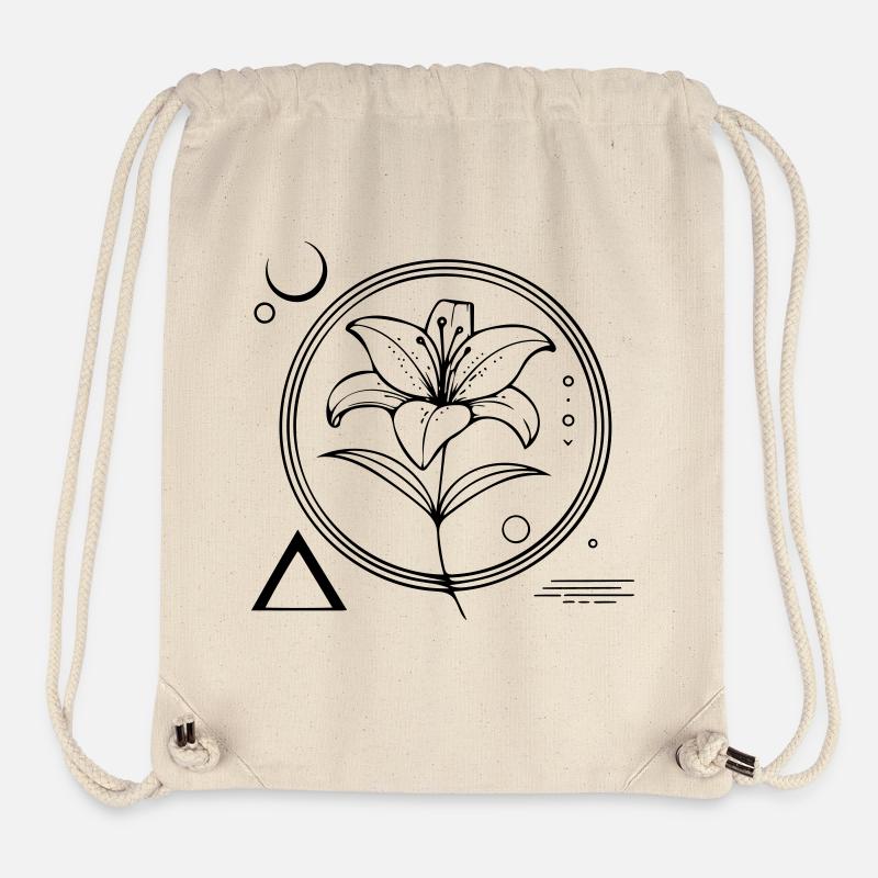 Géométrie florale – le lys comme symbole - Sac à cordon recyclé Stanley/Stella - blanc naturel