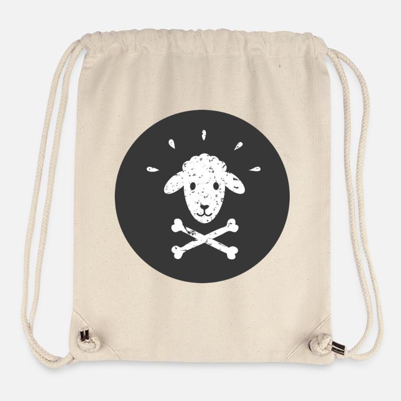 Jolly Roger Mouton Pirate sur Black Circle - Sac à cordon recyclé Stanley/Stella - blanc naturel