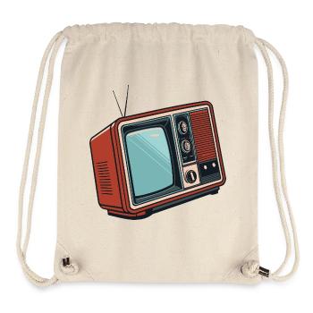Télévision rétro illustrée Pop Art - Sac à cordon recyclé Stanley/Stella - blanc naturel - Devant